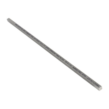 Oversized Key Stock, 12 In L, 1/4 In W, 1/4 In H, Stainless Steel